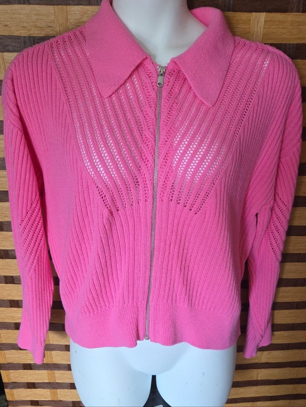 On 34th Bubblegun Pink Zip Up Sweater